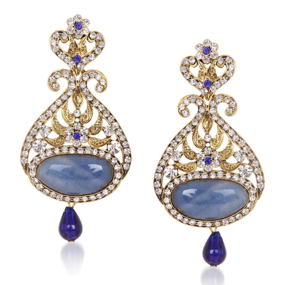 Hania Jewels Gold Plated Austrain Stone Dangler Earrings