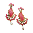 Hania Jewels Gold Plated Austrain And Kundan Stone Dangler Earrings