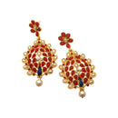 Hania Jewels Gold Plated Pota Stone Peacock Dangler Earrings