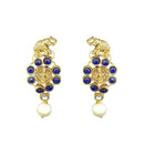 Hania Jewels Gold Plated Austrain Stone Temple Dangler Earrings