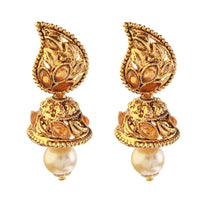 Hania Jewels Gold Plated Crystal Stone Jhumki Earrings