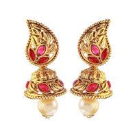 Hania Jewels Gold Plated Crystal Stone Jhumki Earrings