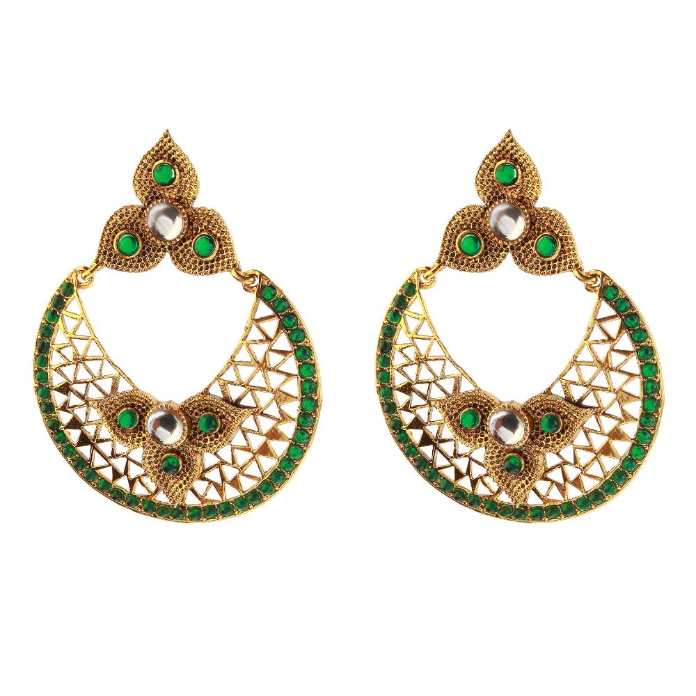 Hania Jewels Gold Plated Austrain Stone Dangler Earrings