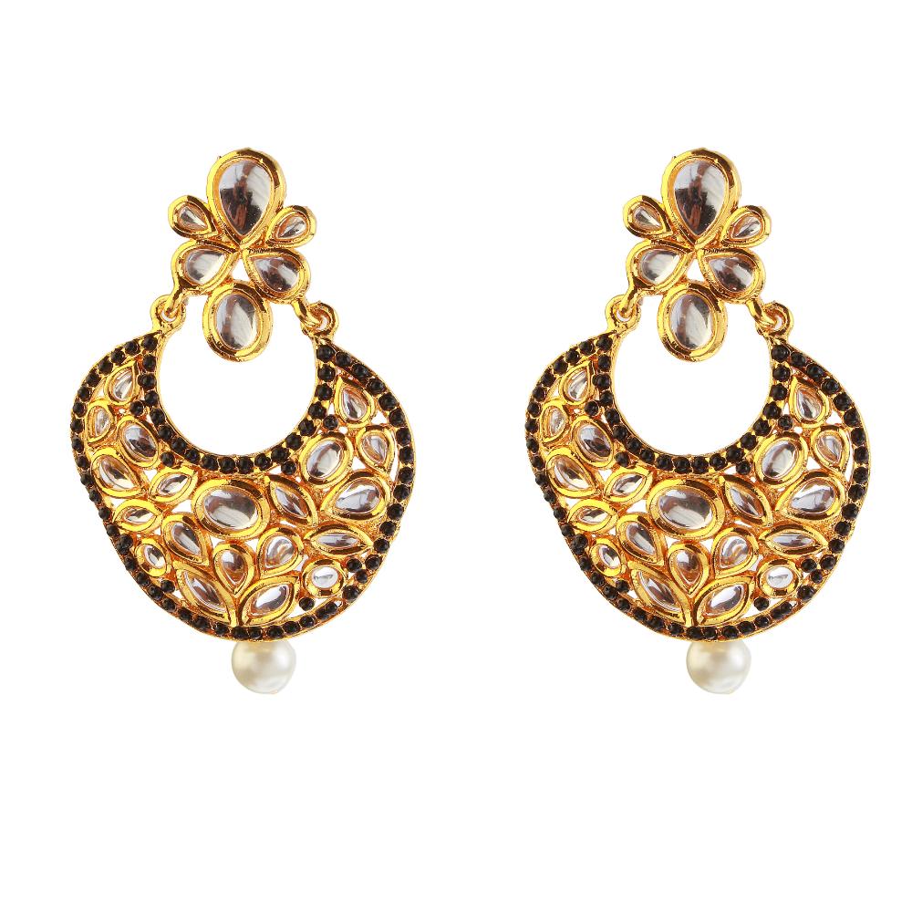 Hania Jewels Elegant Traditional Kundan and Pearl Drop Earrings