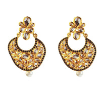 Hania Jewels Elegant Traditional Kundan and Pearl Drop Earrings