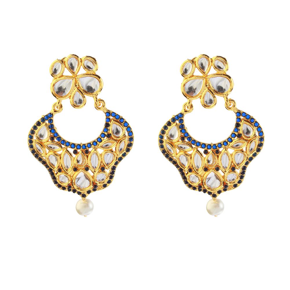 Hania Jewels Elegant Traditional Kundan and Pearl Drop Earrings