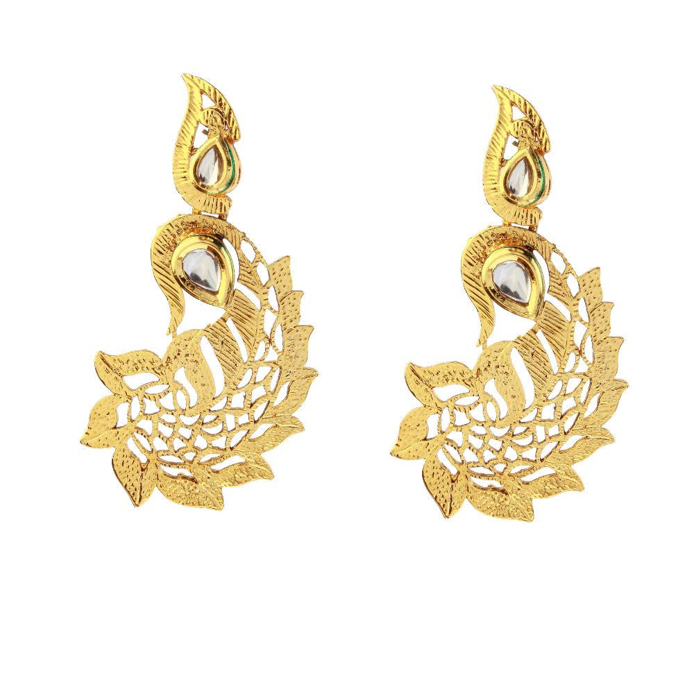 Hania Jewels Floral Design Kundan Dangler Earrings