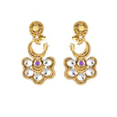 Hania Jewels Floral Design Kundan Dangler Earrings