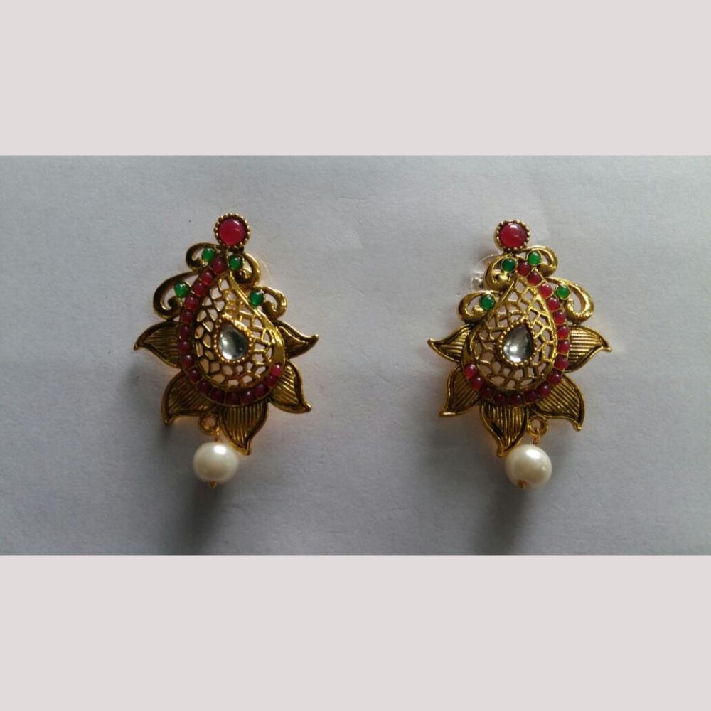 Hania Jewels Floral Design Kundan Dangler Earrings
