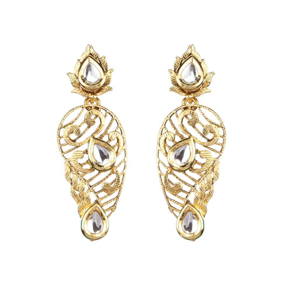 Hania Jewels Delicate Paisley Filigree Earrings Clear Stones