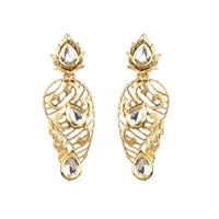 Hania Jewels Delicate Paisley Filigree Earrings Clear Stones