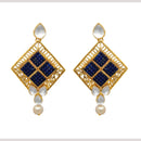 Hania Jewels Square Design Kundan and Pearl Drop Earrings