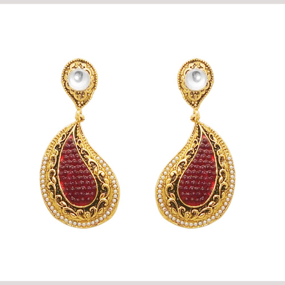 Hania Jewels Elegant Traditional Pota Stone Tear Drops Dangler Earrings