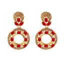 Hania Jewels Hoop Style Earrings with Red Crystals