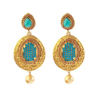 Hania Jewels Elegant Traditional Pota Stone and Pearl Drop Earrings