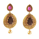 Hania Jewels Elegant Traditional Pota Stone and Pearl Drop Earrings