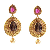 Hania Jewels Elegant Traditional Pota Stone and Pearl Drop Earrings