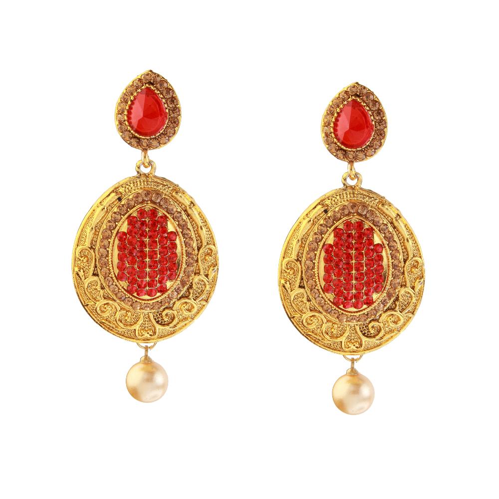 Hania Jewels Elegant Traditional Pota Stone and Pearl Drop Earrings