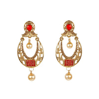 Hania Jewels Elegant Traditional Pota Stone and Pearl Drop Earrings