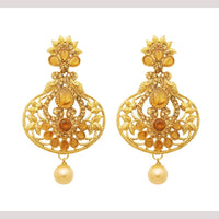 Hania Jewels Elegant Traditional Pota Stone and Pearl Drop Earrings