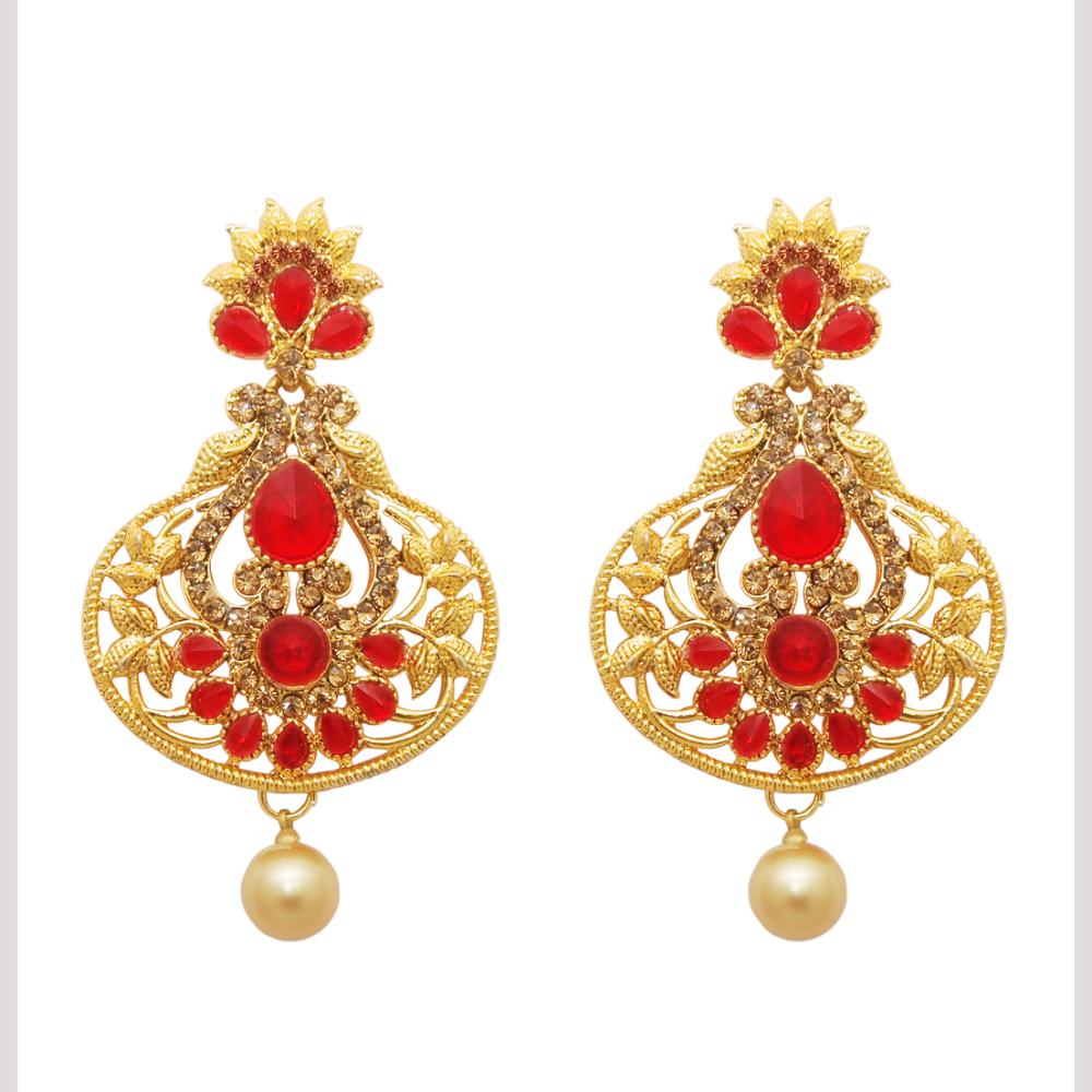 Hania Jewels Elegant Traditional Pota Stone and Pearl Drop Earrings