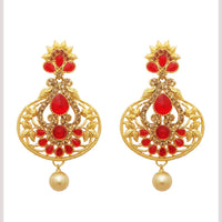 Hania Jewels Elegant Traditional Pota Stone and Pearl Drop Earrings