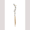 Hania Jewels Modern White Pearl Ear Cuff with Dangling Chains