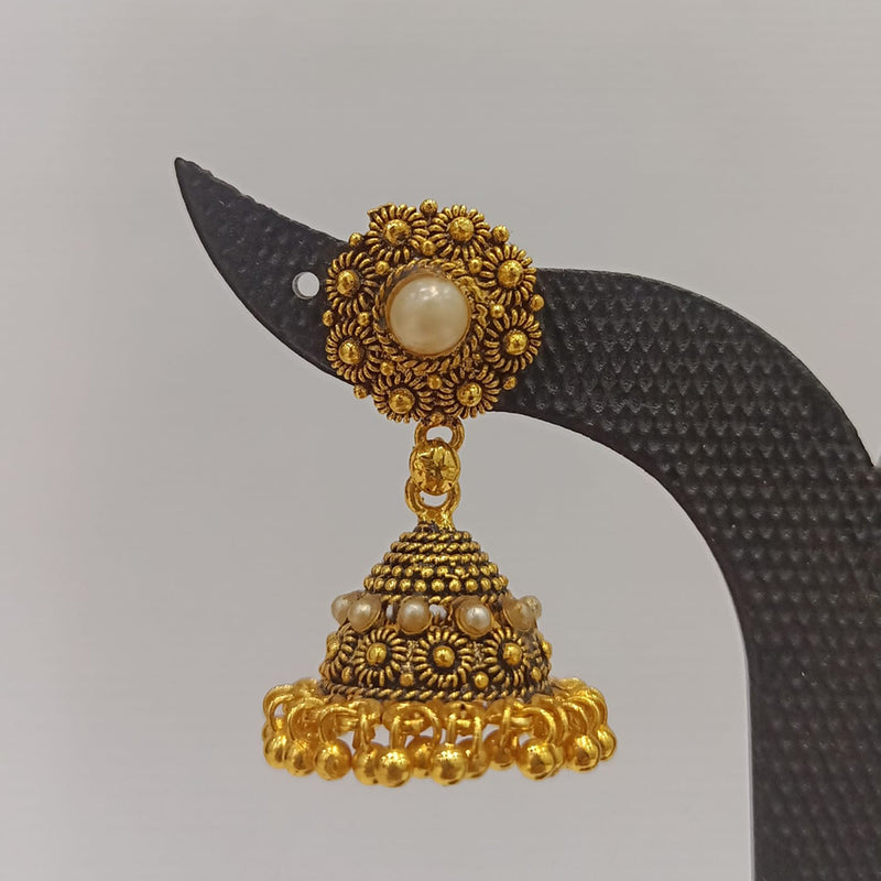 Dariyalal Sales Gold Plated Pota Stone Jhumki Earrings