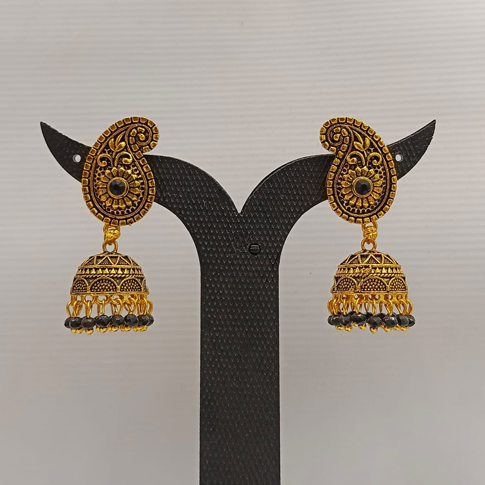 Dariyalal Sales Gold Plated Pota Stone And Pearl Jhumki Earrings