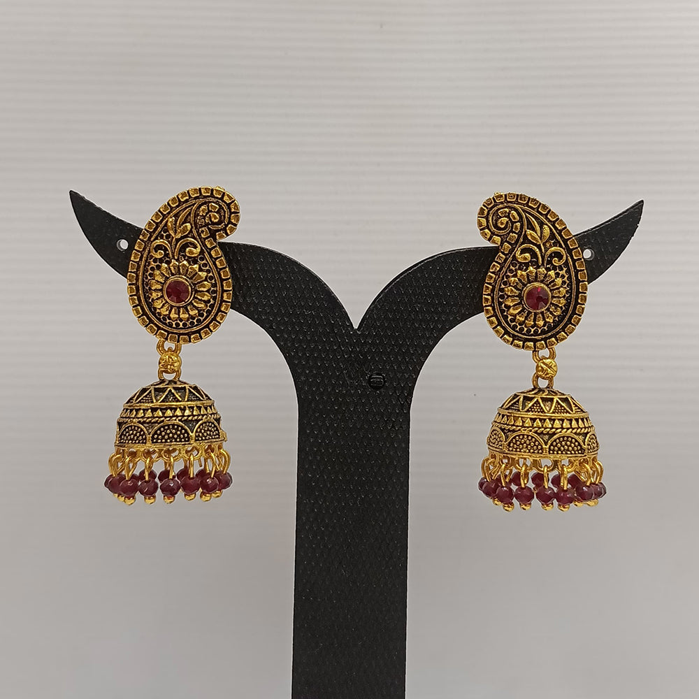 Dariyalal Sales Gold Plated Pota Stone And Pearl Jhumki Earrings