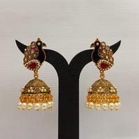 Dariyalal Sales Gold Plated Kundan Stone And Pearl Jhumki Earrings