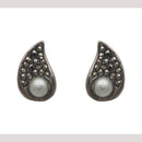 Hania Jewels Metallic Teardrop Earrings with Pearl