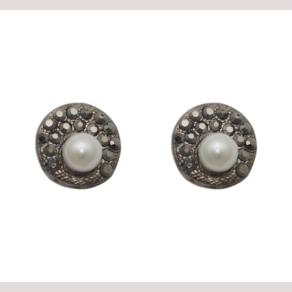 Hania Jewels Metallic Shade and Pearl Drop Stud Earrings