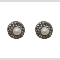 Hania Jewels Metallic Shade and Pearl Drop Stud Earrings