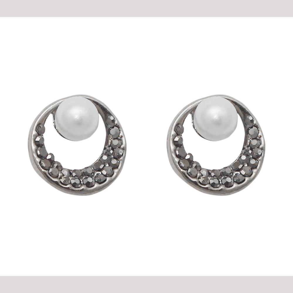 Hania Jewels Metallic Shade and Pearl Drop Stud Earrings
