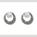 Hania Jewels Metallic Shade and Pearl Drop Stud Earrings