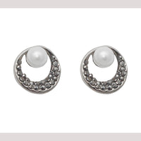 Hania Jewels Metallic Shade and Pearl Drop Stud Earrings