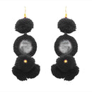 Hania Jewels Black Wool Pom Pom Earrings