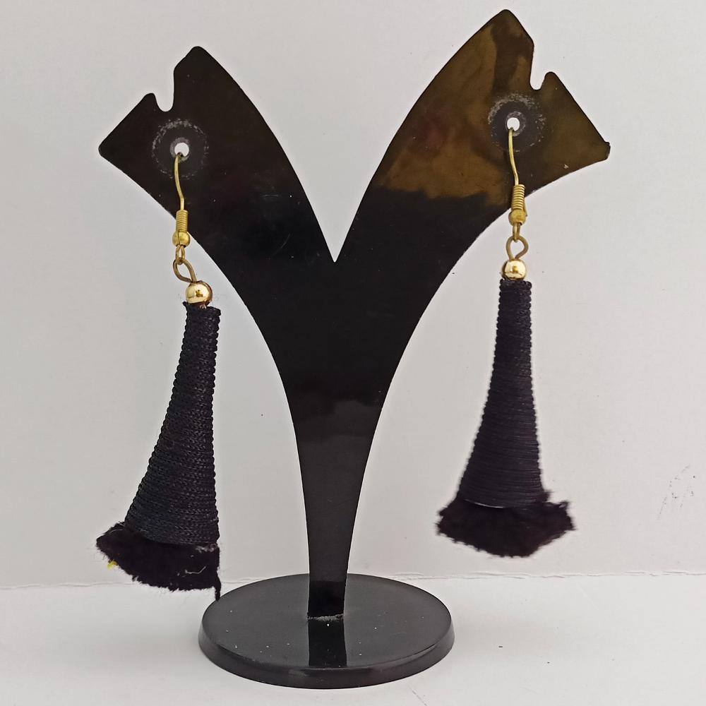 Hania Jewels Black Thread Cone Tassel Earrings