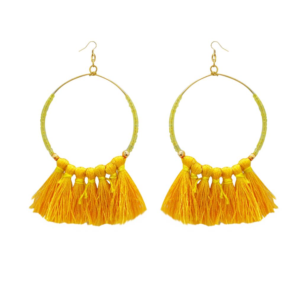 Hania Jewels Sunshine Tassel Hoop Earrings
