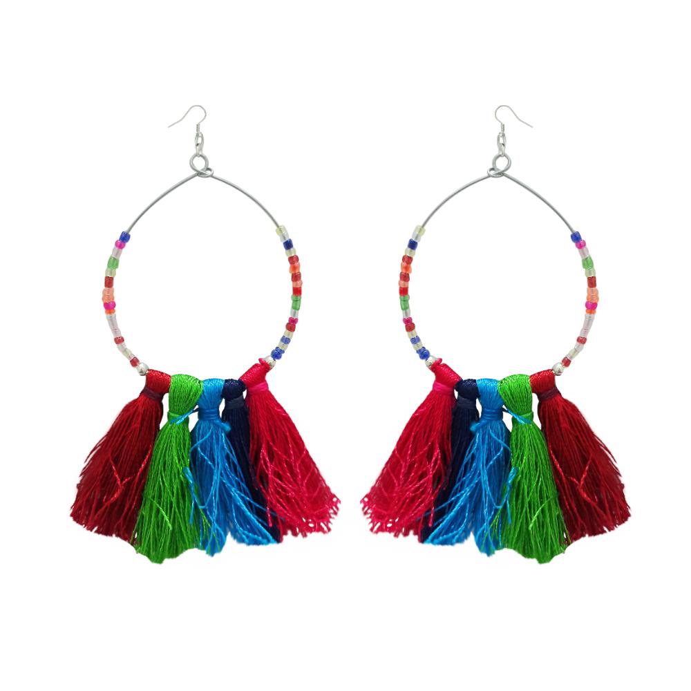 Hania Jewels Sunshine Tassel Hoop Earrings