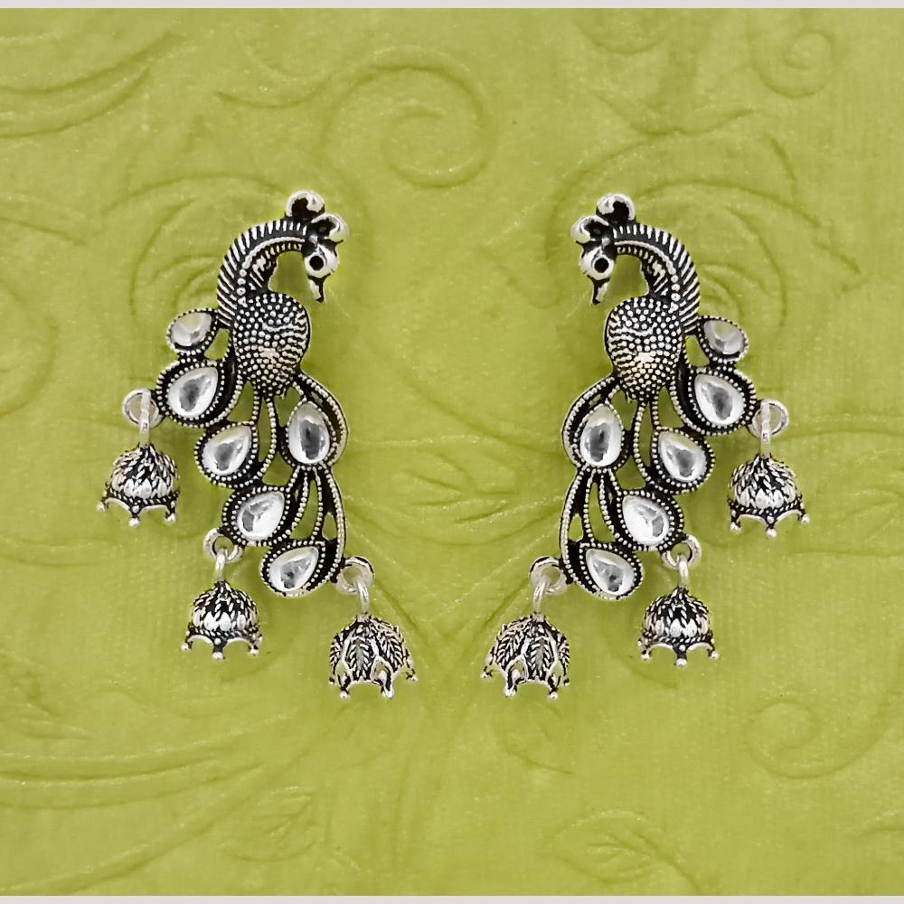 Hania Jewels Peacock Design Oxidized Jhumki Earrings