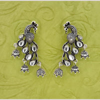 Hania Jewels Peacock Design Oxidized Jhumki Earrings