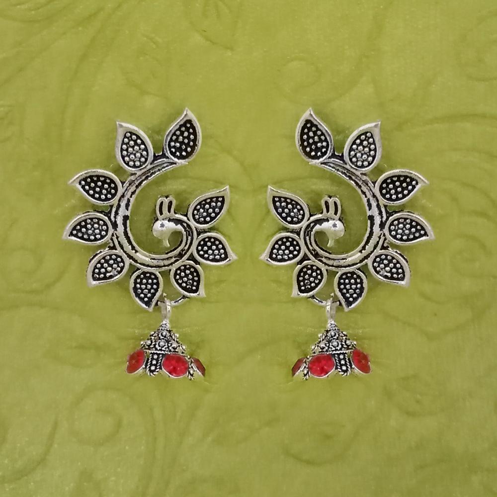 Hania Jewels Peacock Design Oxidized Jhumki Earrings