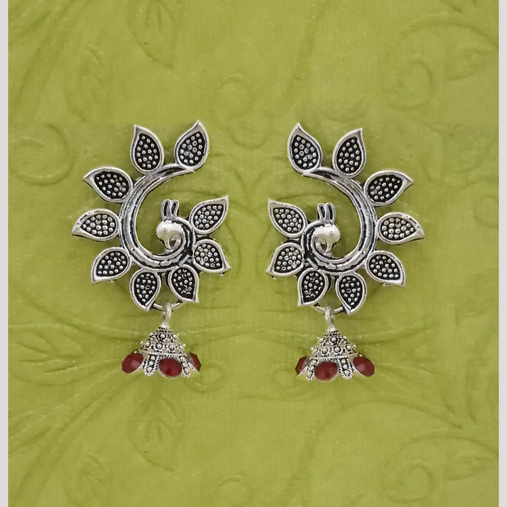 Hania Jewels Peacock Design Oxidized Jhumki Earrings