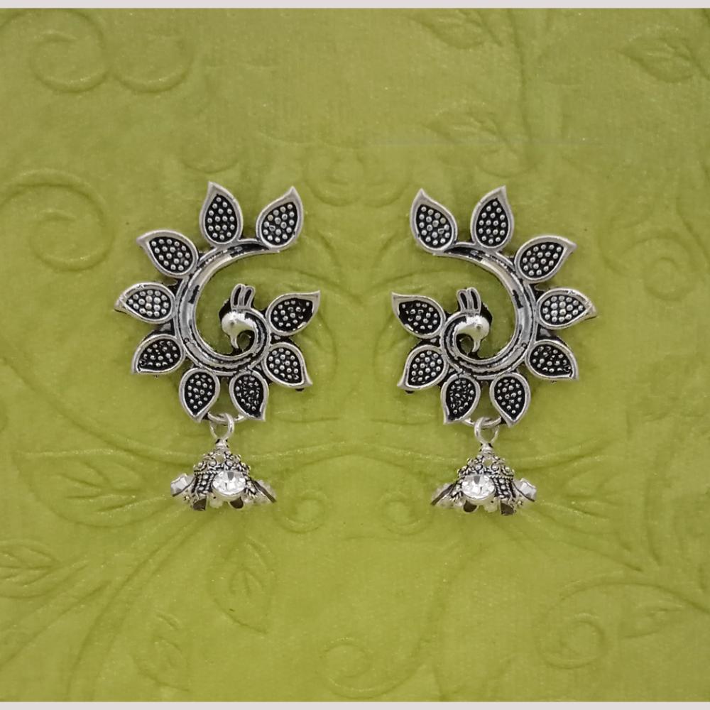 Hania Jewels Peacock Design Oxidized Jhumki Earrings