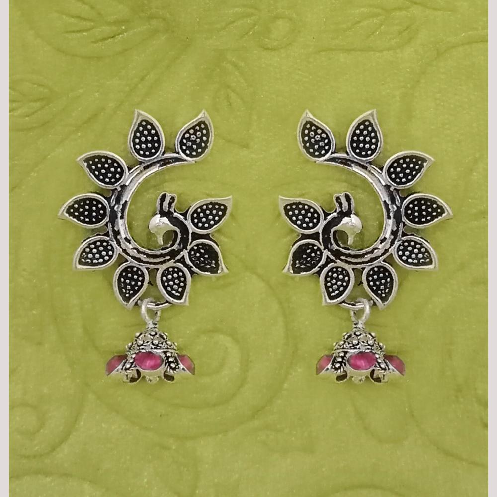 Hania Jewels Peacock Design Oxidized Jhumki Earrings