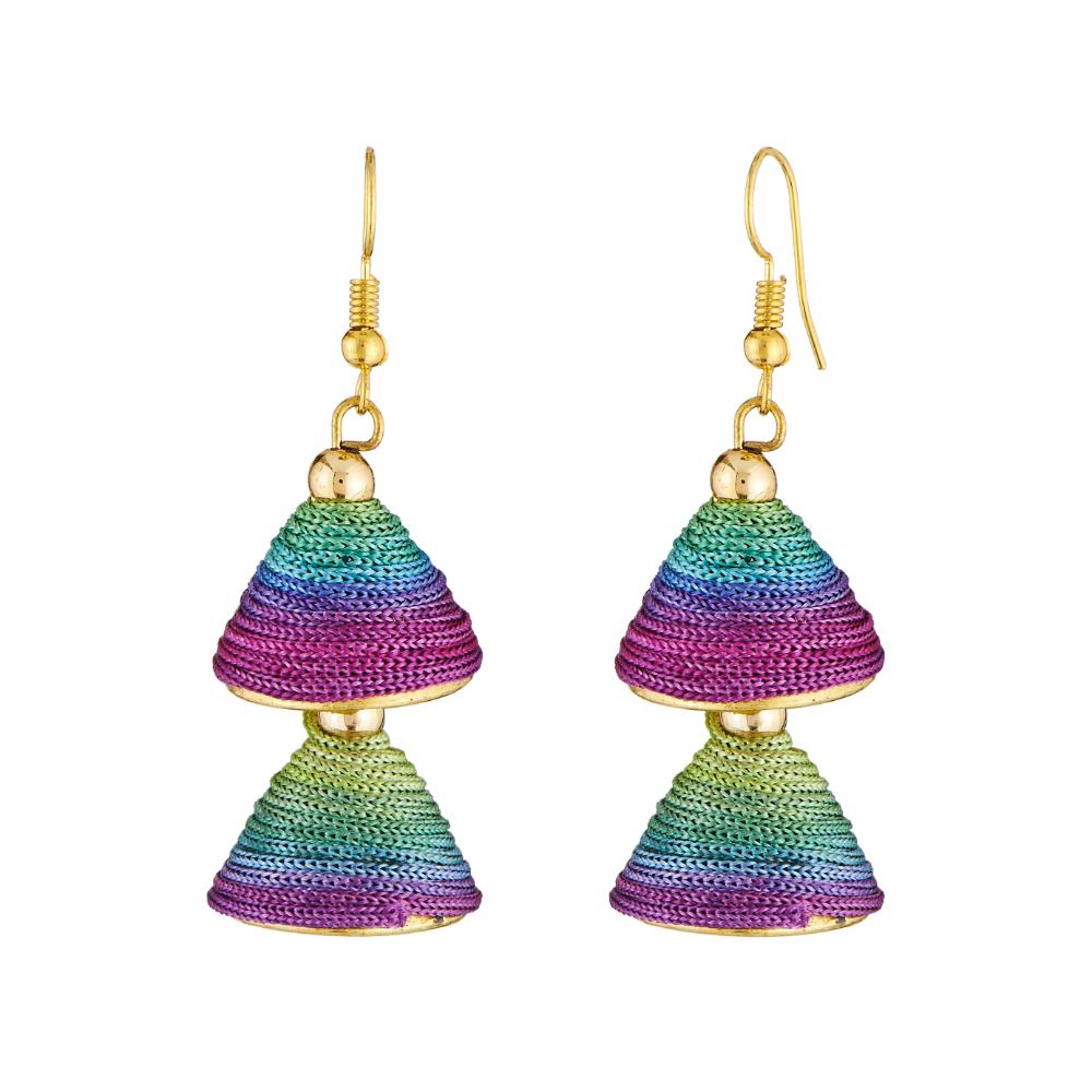 Hania Jewels Elegant Silk Thread Jhumka Earrings