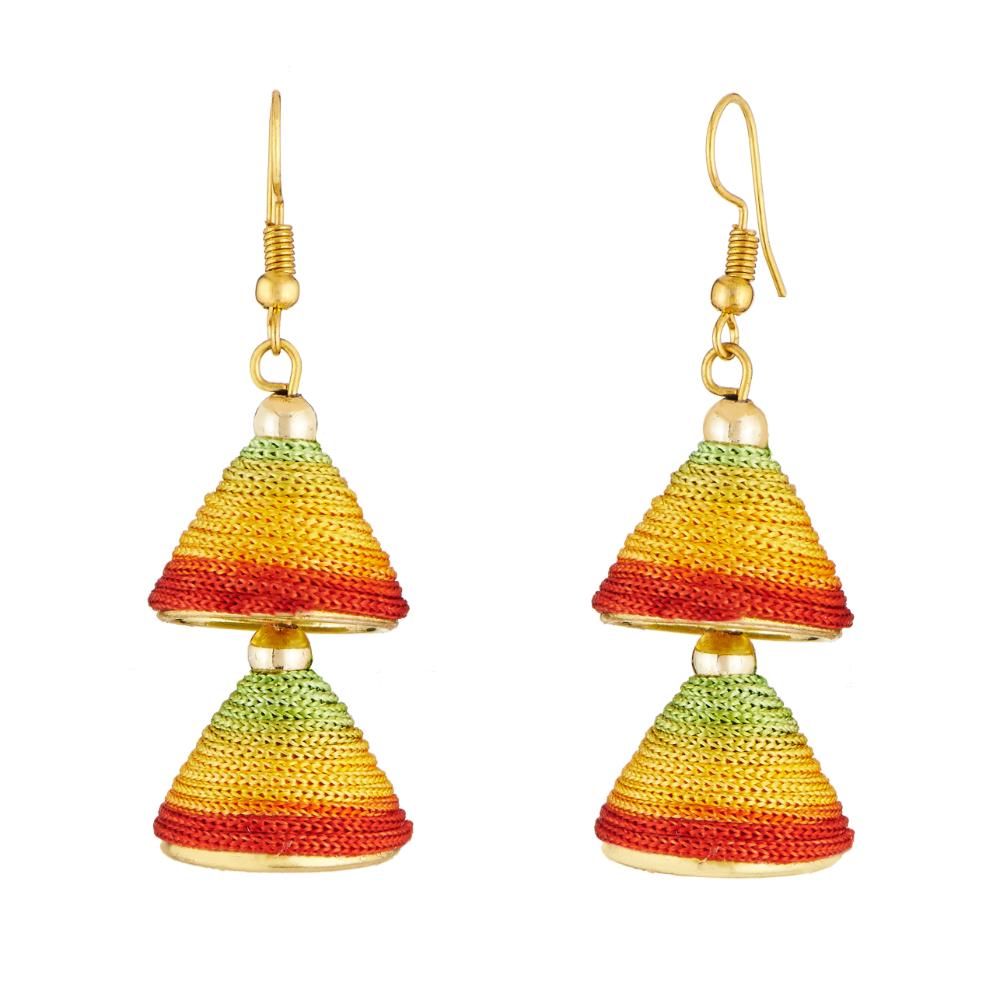 Hania Jewels Elegant Silk Thread Jhumka Earrings