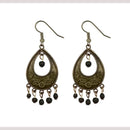 Hania Jewels Antique Bronze Teardrop Earrings with Black Bead Dangles